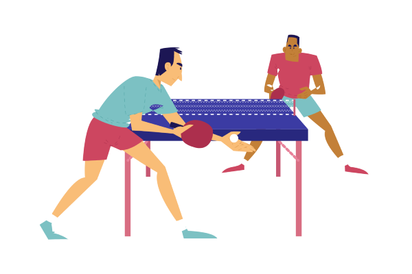 Two men playing Ping-Pong